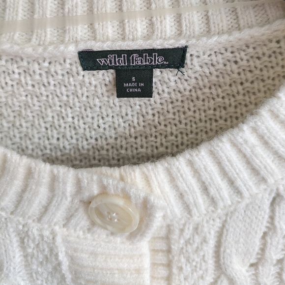 Wild Fable Cable Knit Button Front Cardigan Sweater in Dogbone (cream/off-white) - Picture 5 of 6